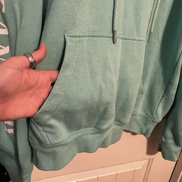 Eighty Eight Brand Medium Teal Aqua Hoodie Pullover Sweatshirt Skulls Sunflowers - Picture 7 of 14